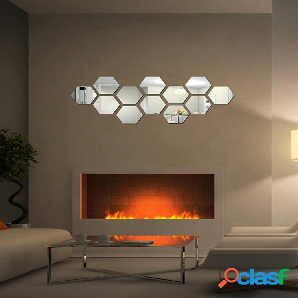 DIY Espejo 3D para el hogar Hexagon Vinyl Removable Wall