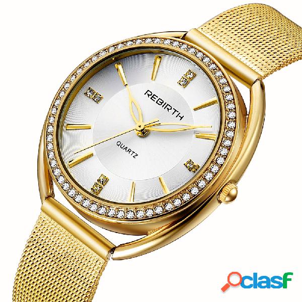 Diamond Dial Case Reloj de pulsera para mujer, con diseño
