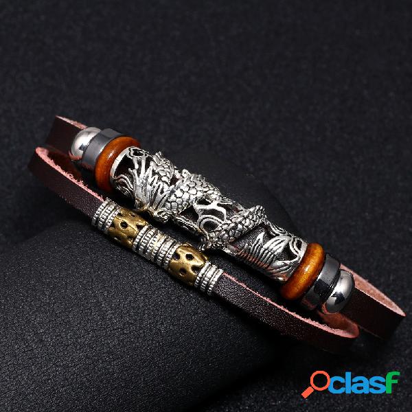 Dragón étnico Hombres Pulsera Accesorios de acero