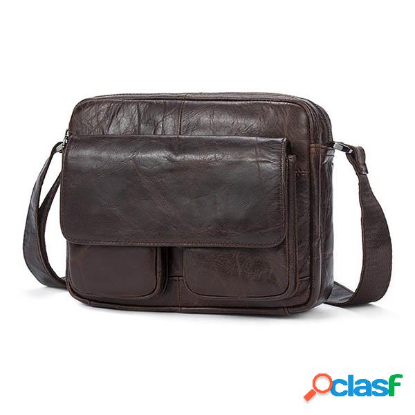 EKPHERO Bolso bandolera retro de cuero genuino para hombres