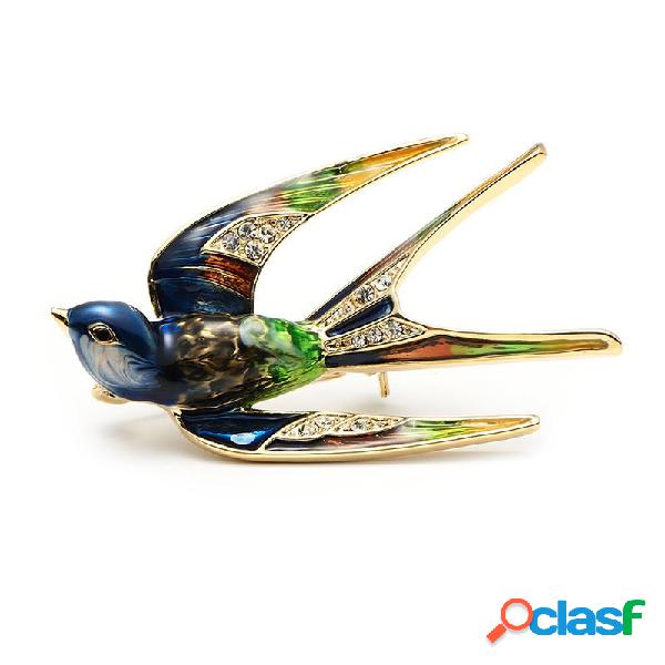 Elegante Swallow Bird Brooches Pins Colorful Enamel