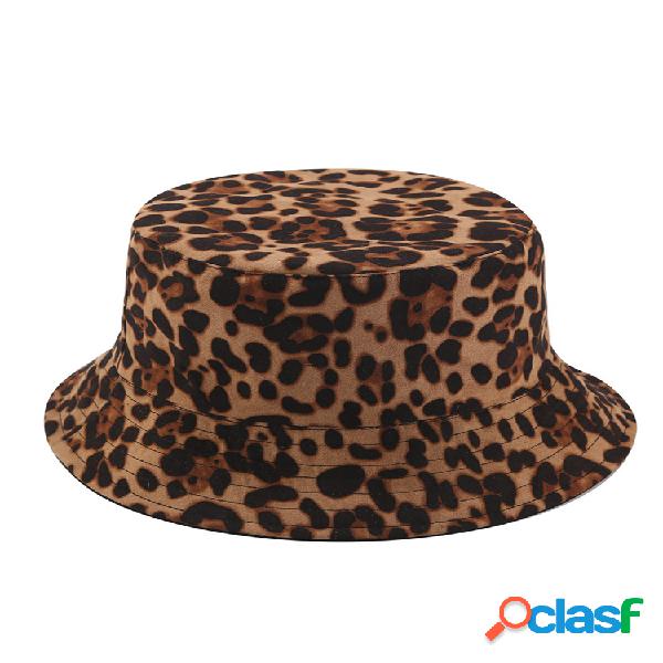 Gorra de pescador de leopardo de doble cara para hombre