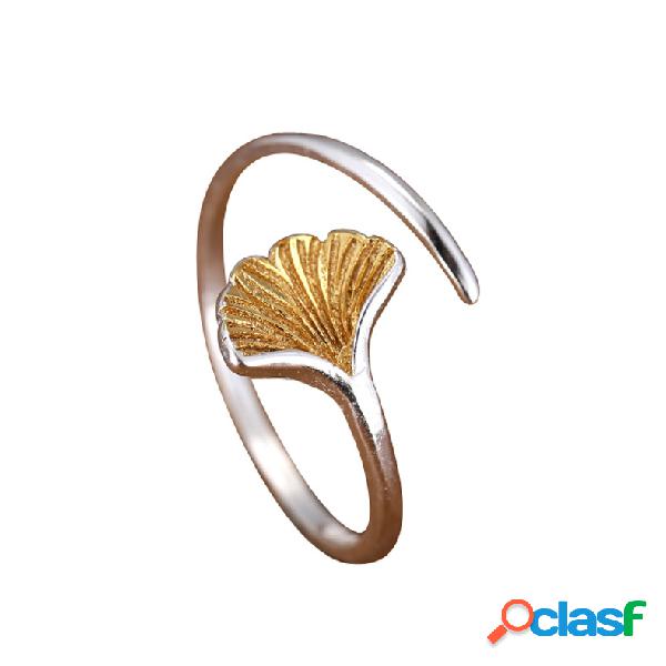 Hoja de Ginkgo étnico ajustable anillos abiertos lindo