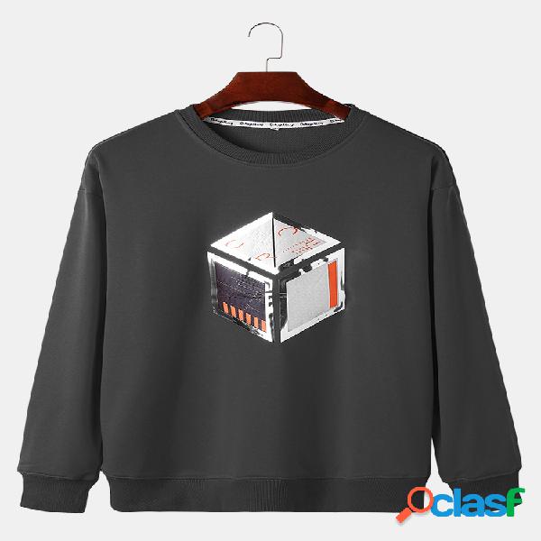 Hombre 100% algodón Cube Camiseta informal con estampado