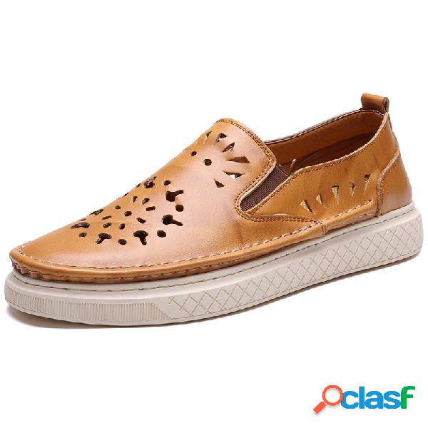 Hombre Piel de vacuno hueca Soft Zapatos planos informales