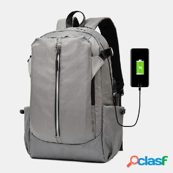 Hombre Poliéster Impermeable Carga USB Gran capacidad 15,6