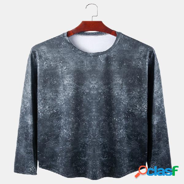 Hombre Tie-Dye Print acanalado redondo Cuello camisetas