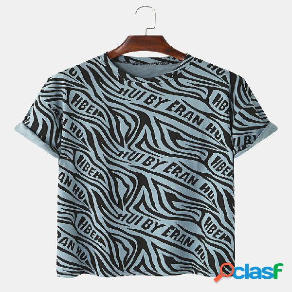 Hombre abstracto impreso algodón redondo Cuello camisetas