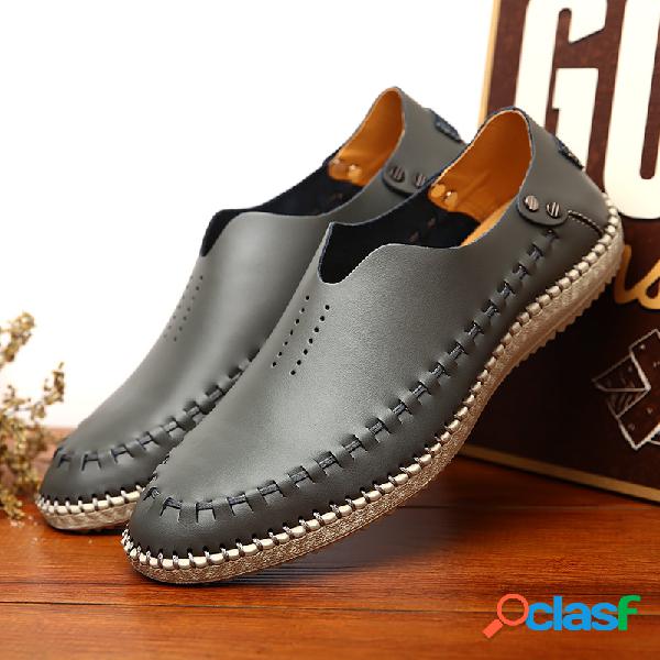 Hombres Costura a mano Soft Slip On Leather Driving Shoes