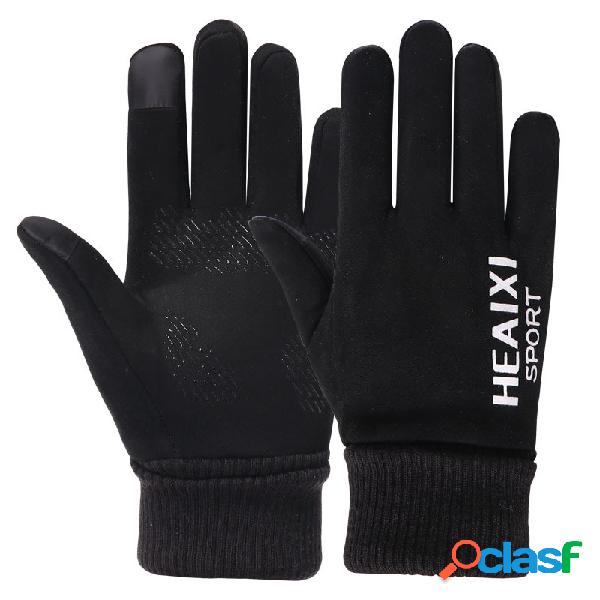 Hombres Invierno Cálido Espesar Gamuza Guantes Pantalla