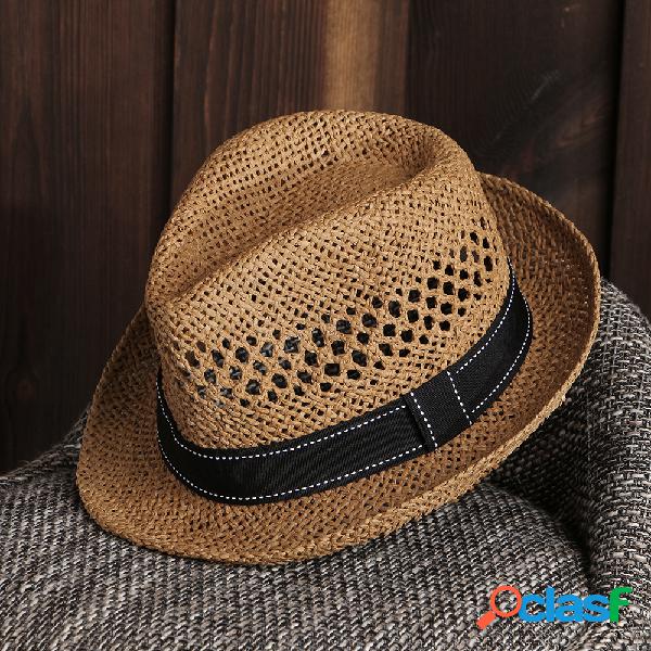 Hombres Mujer Summer Straw Knited Sunscreen Jazz Cap al aire