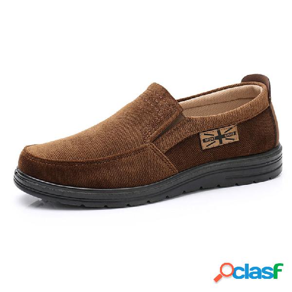 Hombres Old Peking Style Paño Comfort Soft Slip On Casual