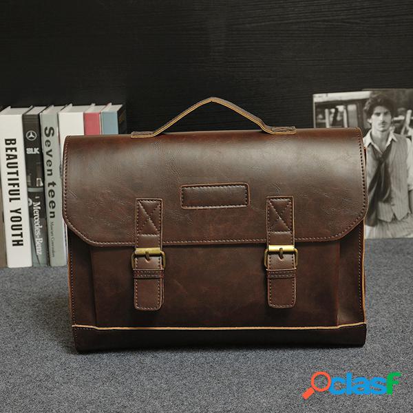 Hombres PU Leather vendimia Maletín Classic Bolso