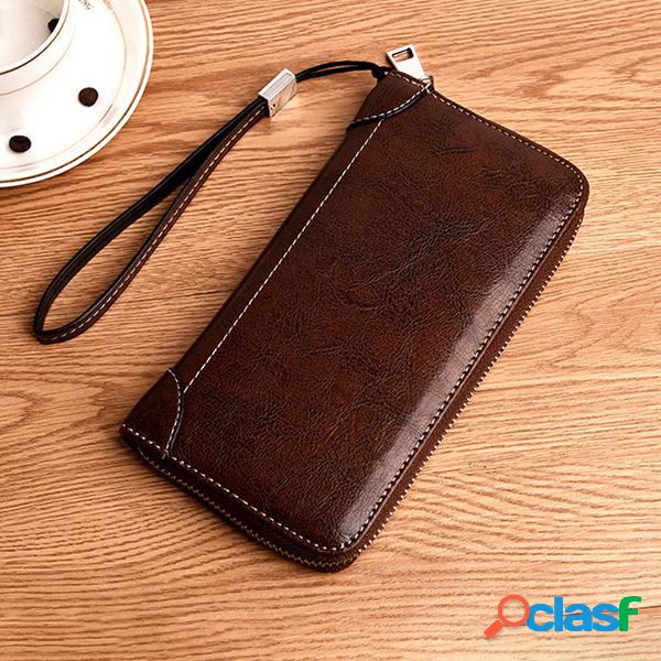 Hombres de negocios Casual Zipper Long Wallet Teléfono