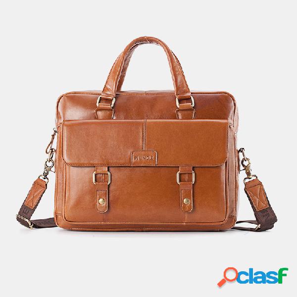 Hombres de negocios Piel Genuina Crossbody Bolsa