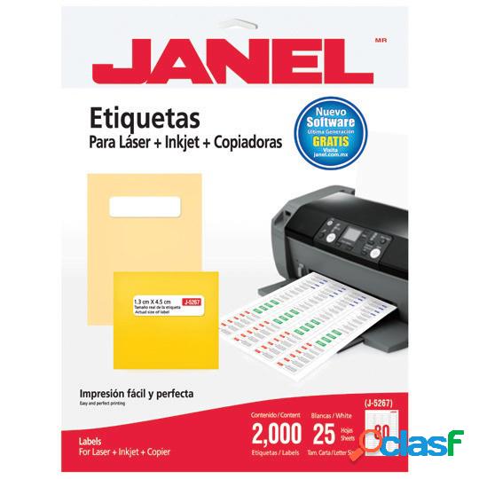 Janel Paquete de 2000 Etiquetas Blancas de 13x45mm