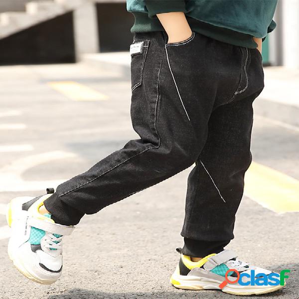 Jeans Casual Boy Diseño All Match Trendy Denim Pantalones