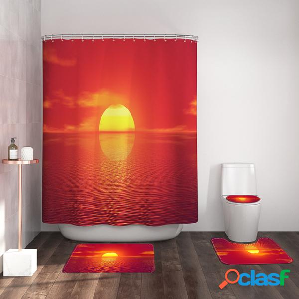 Magenta Sunset Printing - Cortina de ducha, tapete, piso,