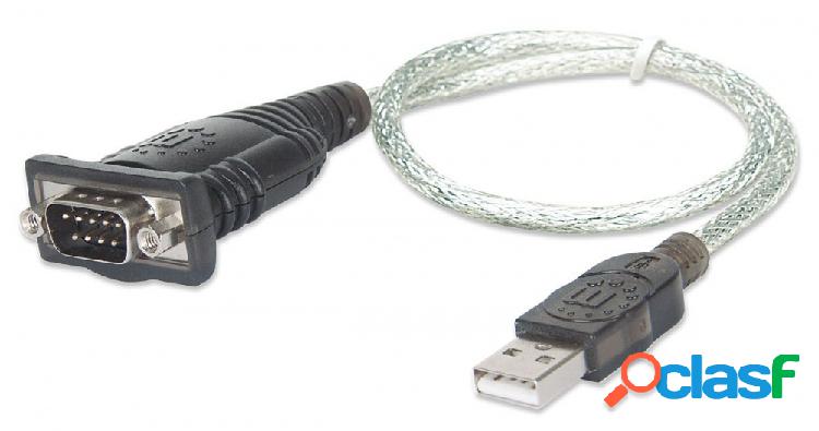 Manhattan Adaptador USB A - Serial RS-232, 0.45 Metros,