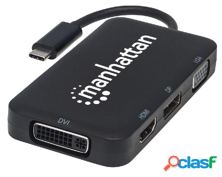 Manhattan Adaptador USB C - DisplayPort/DVI/VGA/HDMI, Negro
