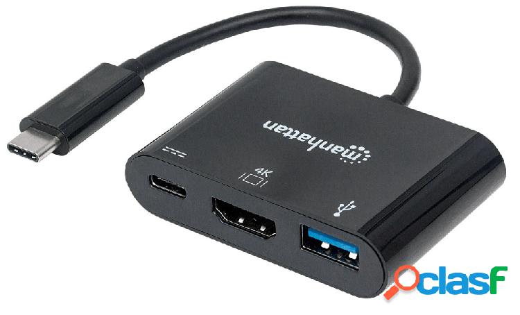 Manhattan Adaptador USB C Macho - HDMI/USB A/USB C Hembra,