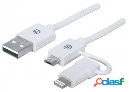 Manhattan Cable 2 en 1 iLynk, USB A Macho - micro-USB B