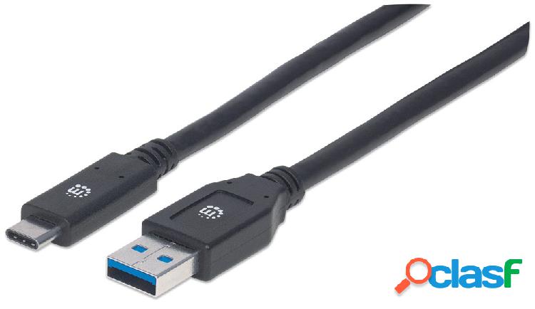 Manhattan Cable USB A 3.1 Macho - USB C 3.1 Macho, 3 Metros,