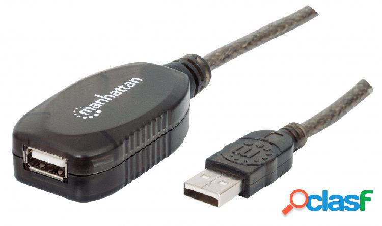 Manhattan Cable USB A Macho - USB A Hembra, 10 Metros, Negro