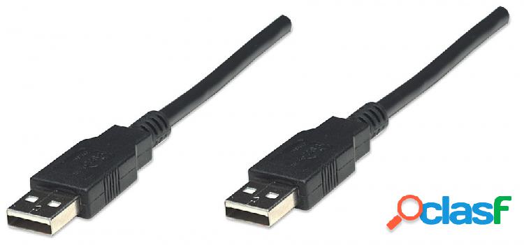 Manhattan Cable USB A Macho - USB A Macho, 1.8 Metros, Negro