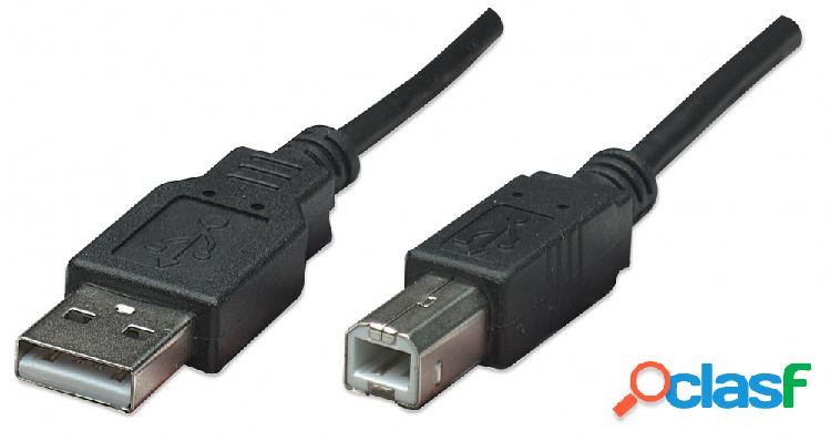 Manhattan Cable USB A - USB B,.5 Metros, Negro