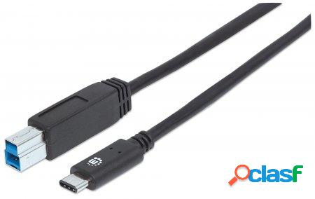 Manhattan Cable USB B Macho - USB C Macho, 1 Metro, Negro