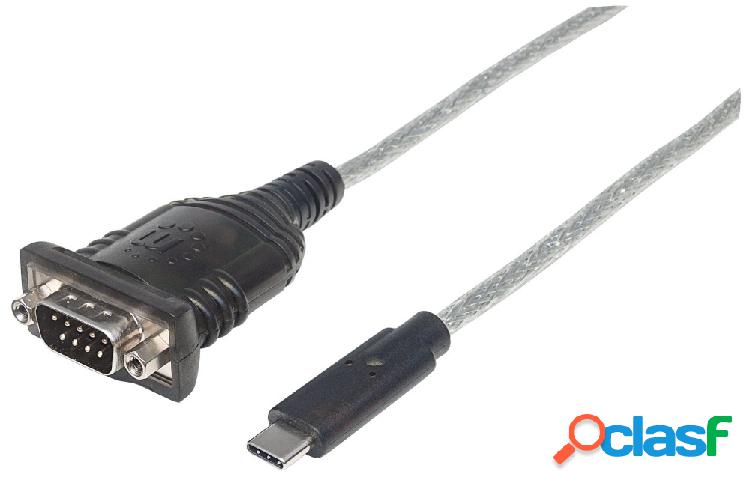 Manhattan Cable USB C Macho - Serial Macho, 45cm, Gris/Negro