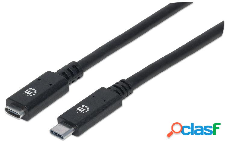 Manhattan Cable USB C Macho - USB C Hembra, 50cm, Negro