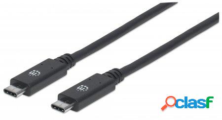 Manhattan Cable USB C Macho - USB C Macho, 1 Metro, Negro