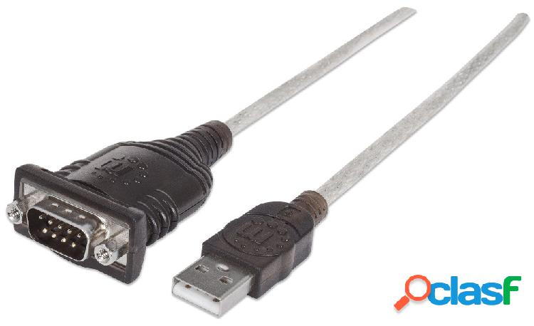 Manhattan Cable USB Macho - DB9 Macho, 45cm, Plata