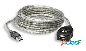 Manhattan Cable USB Macho - USB Hembra, 5 Metros, Plata