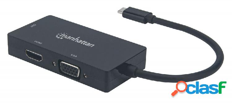 Manhattan Convertidor USB C Macho - VGA/DVI/HDMI Hembra,