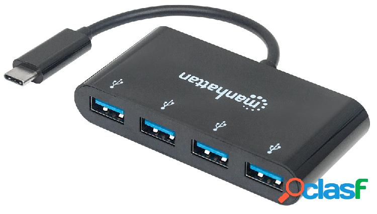 Manhattan Hub USB C 3.0 Macho - 4x USB A 3.0 Hembra, 5000