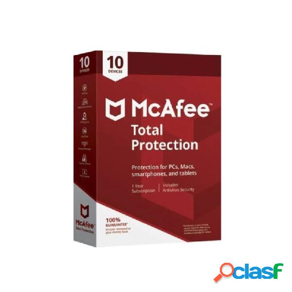 McAfee Total Protection, 10 Dispositivos, 1 Año,