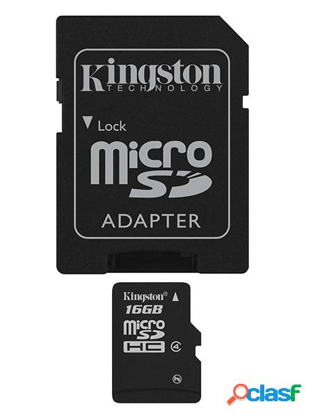 Memoria Flash Kingston, 16GB microSDHC Clase 4, con