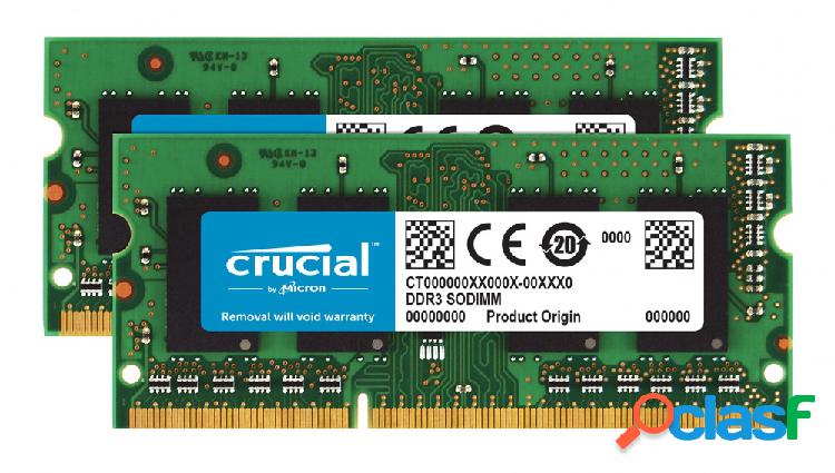 Memoria RAM Crucial DDR3, 1600MHz, 8GB (2 x 4GB), Non-ECC,