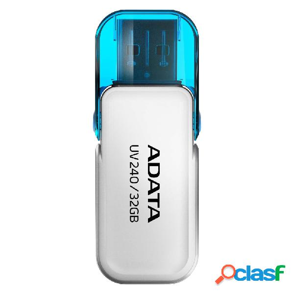 Memoria USB Adata UV240, 32GB, USB 2.0, Blanco