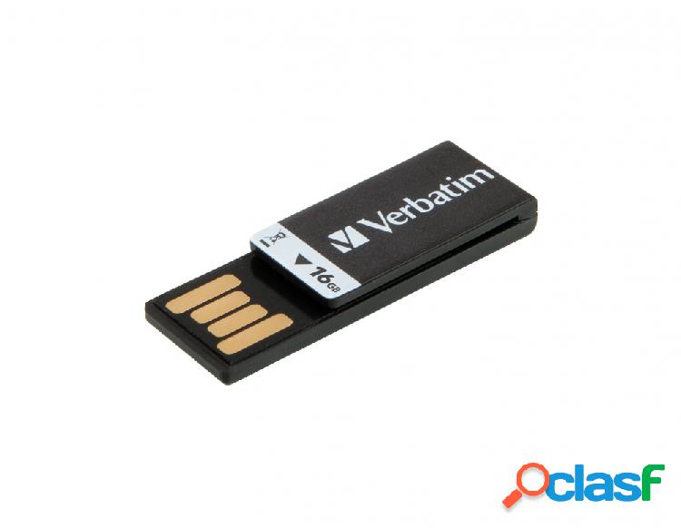 Memoria USB Verbatim Clip-it, 16GB, USB 2.0, Negro