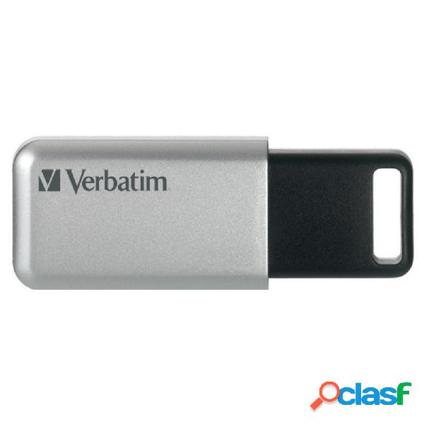 Memoria USB Verbatim Secure Pro, 16GB, USB 3.0, Plata