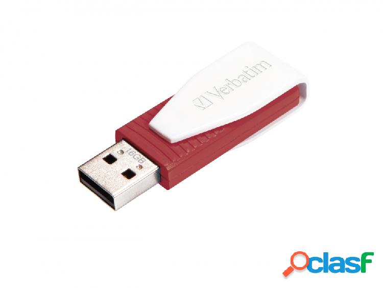 Memoria USB Verbatim Store'n'Go Swivel, 16GB, USB 2.0, Rojo