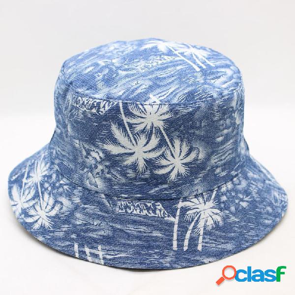 Men Blue Printed Coco Tree Double-side Disponible Side