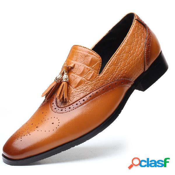 Men Brogue Tassel Dress Loafers Slip On Formal Shoes