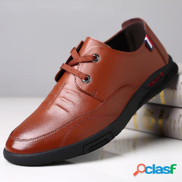 Men Cow Leather Non Slip Business Casual Flat Shoes