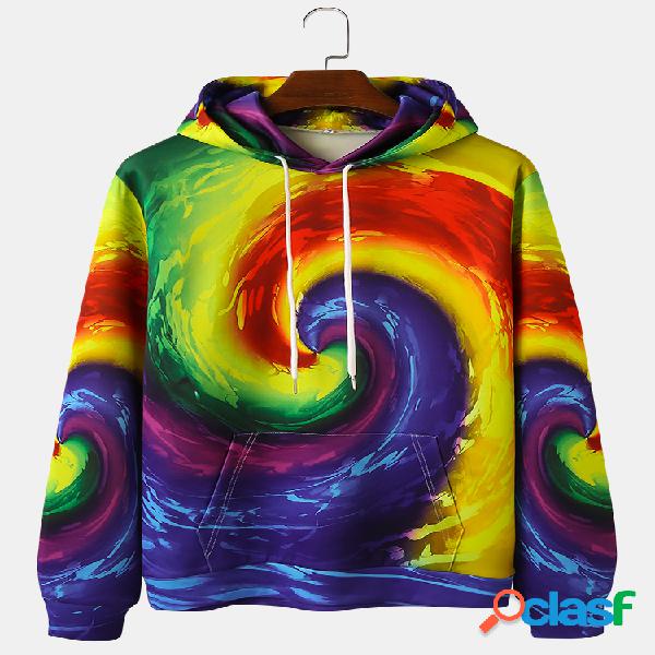 Mens All Over Colorful Ombre Paint Printed Casual Kangaroo