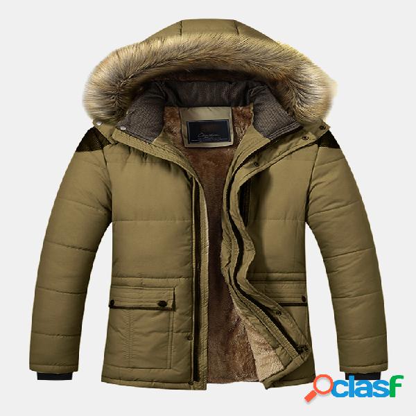 Mens Winter Mid longitud Thicken Fleece Jacket Parka casual